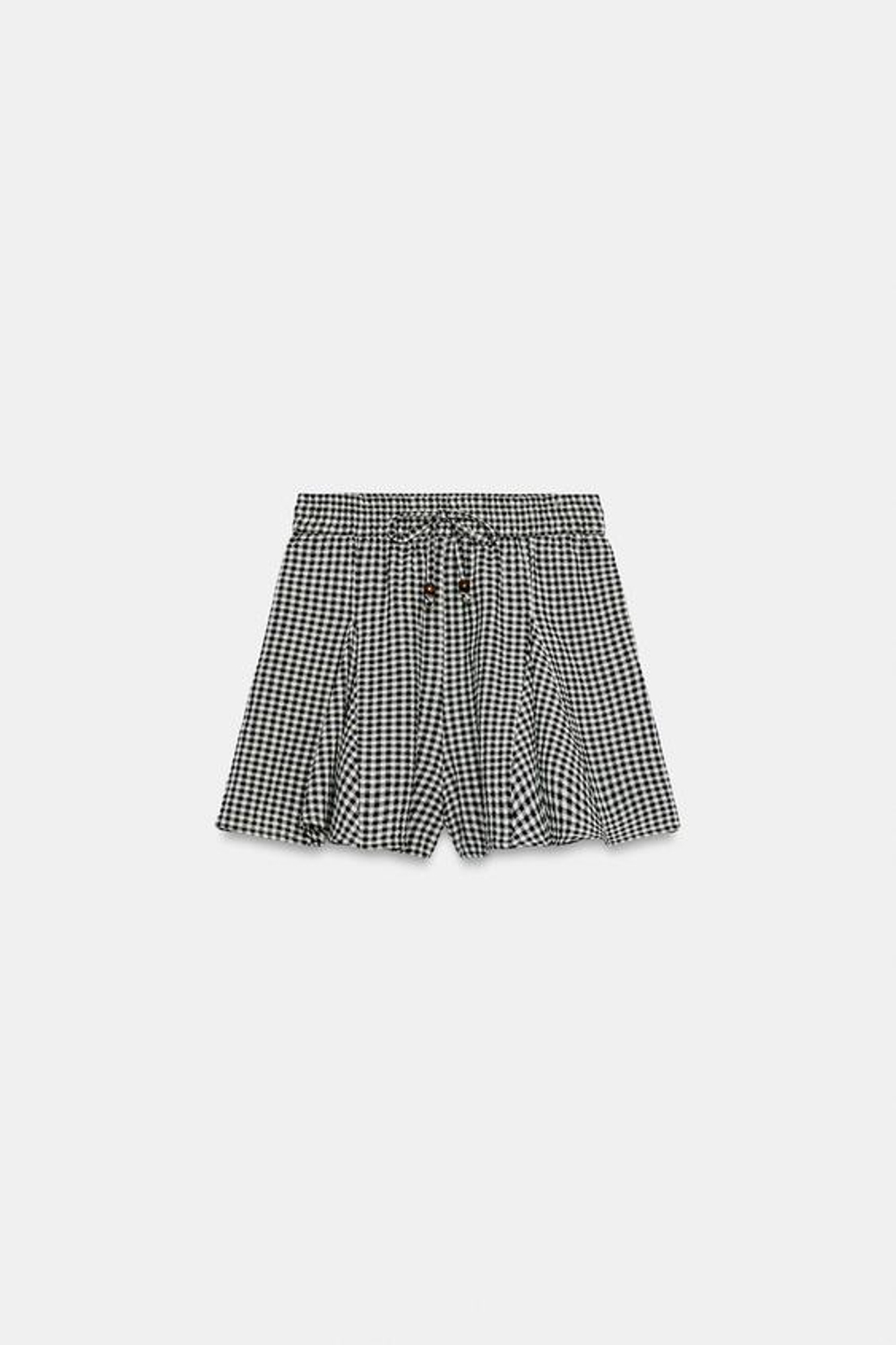 ZARA ЮБКА-ШОРТЫ В КЛЕТКУ ВИШИ С ВОЛАНАМИ, СИНИЙ