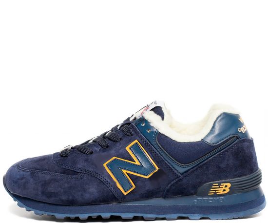 Кроссовки New Balance 574 Blue/Gold с мехом