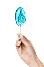 Леденец в форме вагины со вкусом блю кюрасао - 50 гр. (Цвет: голубой)