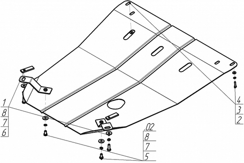Усиленная защита Motodor картера двигателя, кпп. 2 мм, сталь. для FIAT Bravo 1995-2001 арт.00604