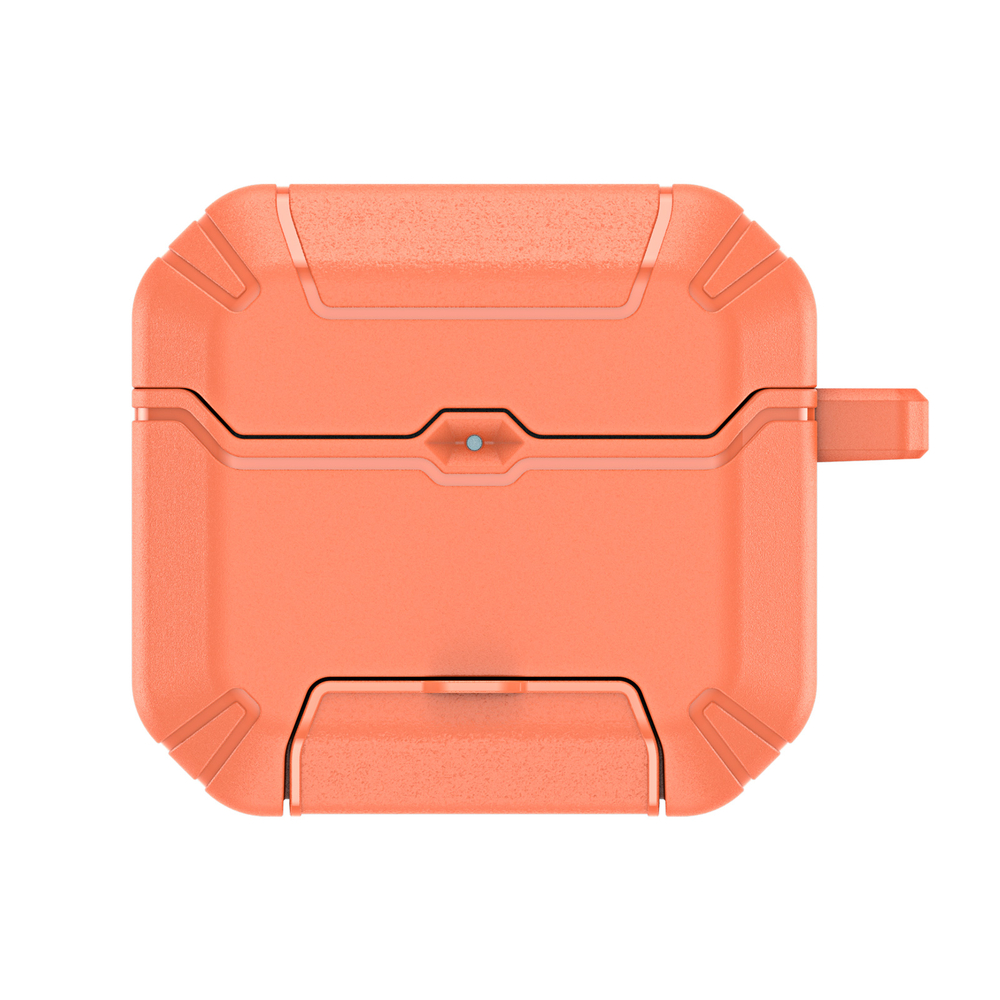Чехол оранжевого цвета для наушников AirPods 4, серия PECS Series (с карабином и подставкой) от Dux Ducis
