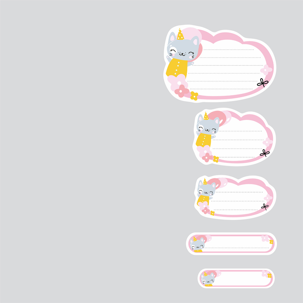 Наклейки для школьных принадлежностей. Котик