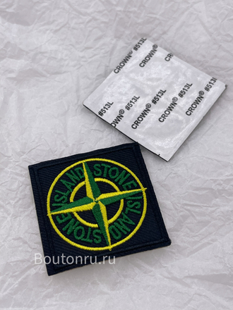 Нашивка квадратная черная бренд SI (Стоун Ай.) 5 см