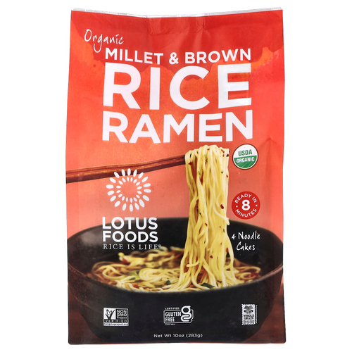 Lotus Foods, рамен из органического проса и коричневого риса, 4 упаковки, 283 г (10 унций)