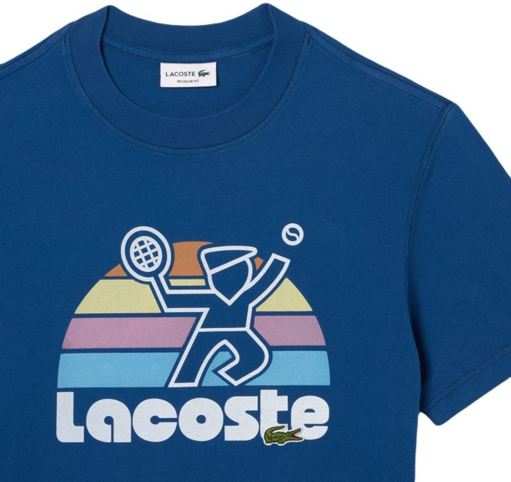Теннисная футболка Lacoste Washed Effect Tennis Print T-Shirt - Blue