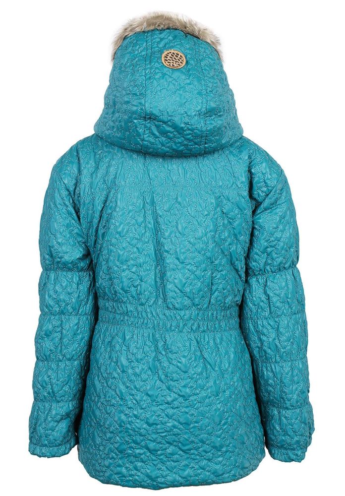 Бирюзовая утепленная куртка с меховым капюшоном Wojcik