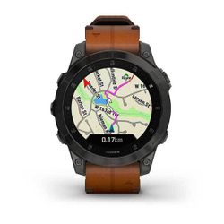 Умные часы Garmin Epix (Gen 2) Sapphire титановый черный с коричневым кожаным ремешком