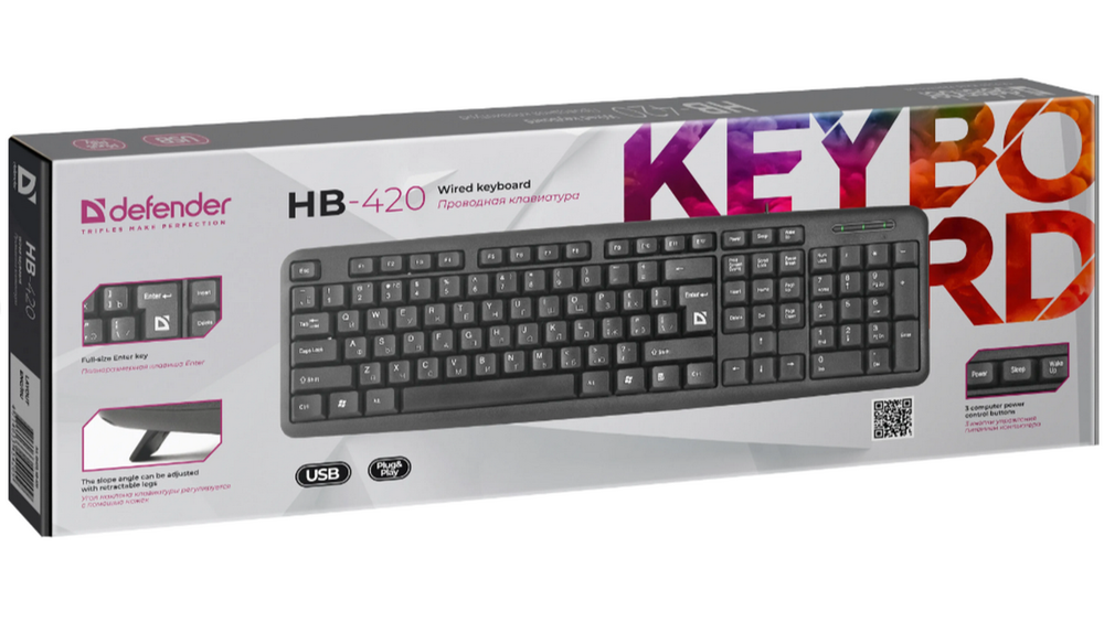 Клавиатура проводная Defender HB-420 Layout USB