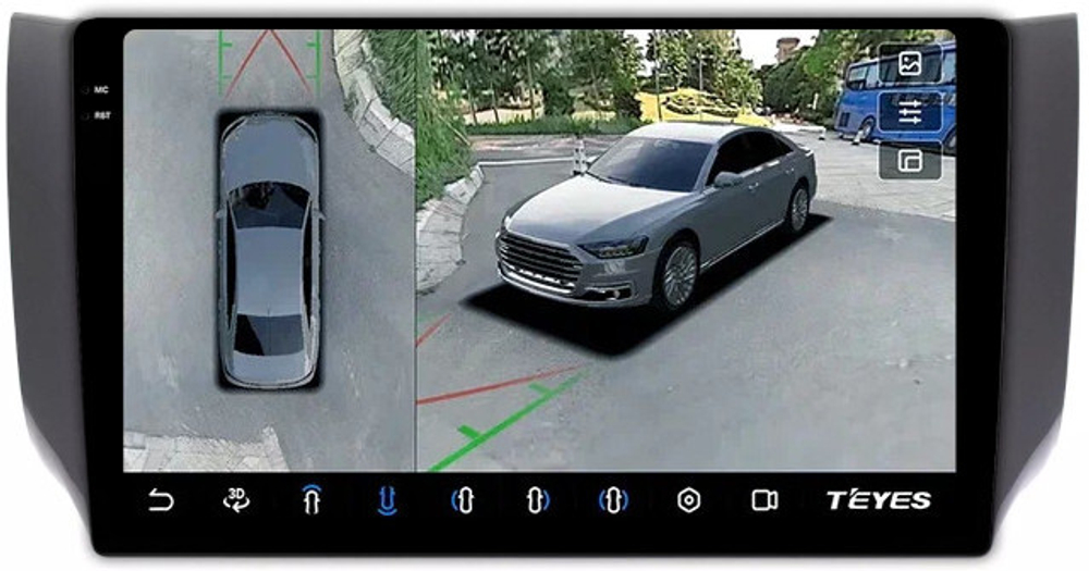 Магнитола для Nissan Sentra/Sylphy B17 2012-2023, Tiida 2015 (рамка глянец) - Teyes CC3-2K-360 на Android 10, 2K QLED, 6Гб+128Гб, CarPlay, 4G SIM-слот, 4 камеры в комплекте