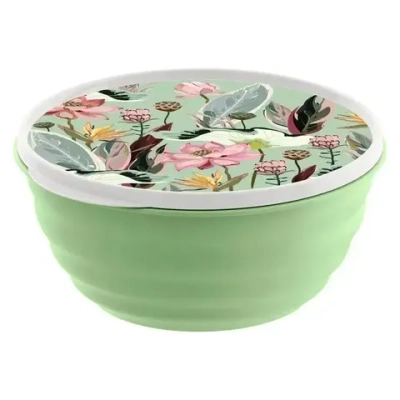 Миска Latina 3,2л с крышкой с декором (зеленый)