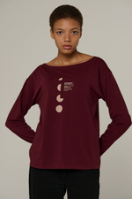Лонгслив женский бордовый (лодочка)