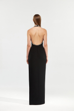 Платье макси из крепа вышивкой кристаллами