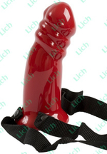 Фаллопротез красный на ремешках