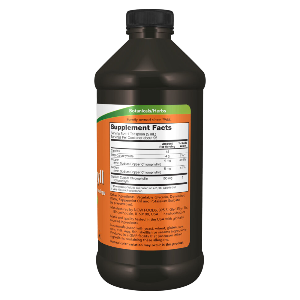 Now Foods Liquid Chlorophyl 473 ml, Хлорофилл c мятным вкусом