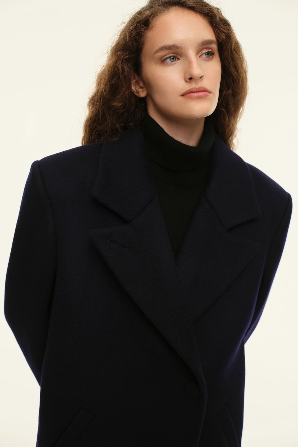 Пальто прямого кроя (((Choux Base))), темно-синее