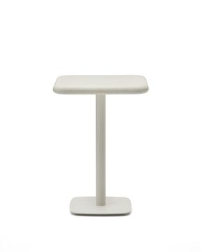 Уличный стол Dina высокий белый из цемента и стали со столешницей 70х70 см