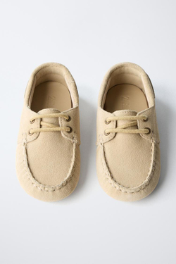 ZARA КОЖАНЫЕ МОКАСИНЫ, ПЕСОЧНО-КОРИЧНЕВЫЙ