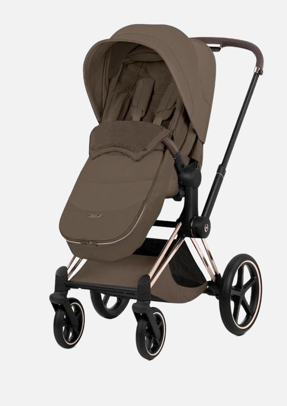 Cybex Priam 5 Style, в цвете Coconut Brown (шасси Rose Gold) + автокресло Cybex Cloud G3