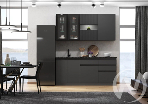 Кухня Техно-6 2;0м (графит/графит софт/кастилло темный)