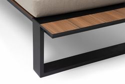 "Тулон" левый модуль, каркас алюминий, HPL "дуб", черный муар, ткань бежевая 15052