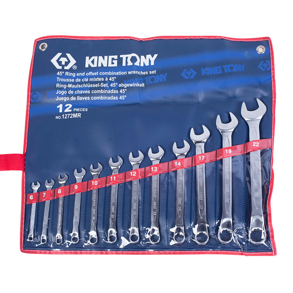 KING TONY (1272MR) Набор комбинированных изогнутых ключей, 6-22 мм, 12 предметов