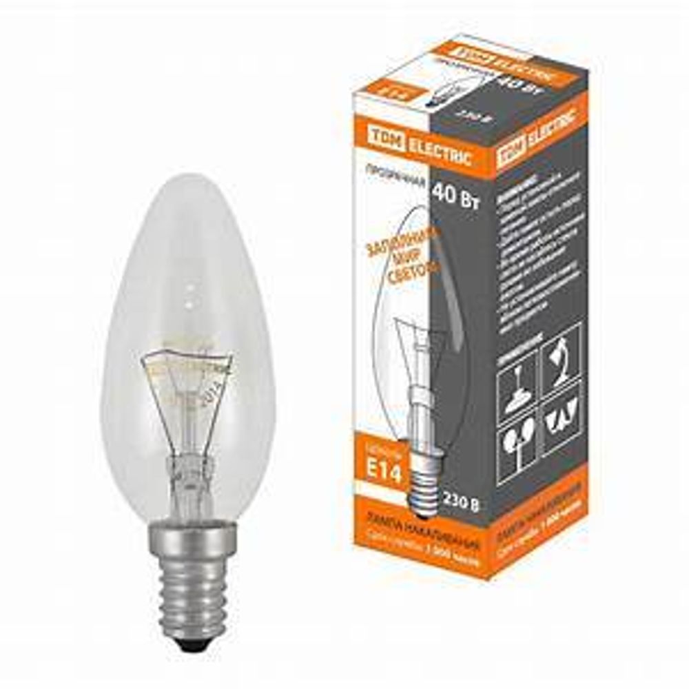 Лампа накаливания для вытяжек Т25 Е14 40W прозрачная