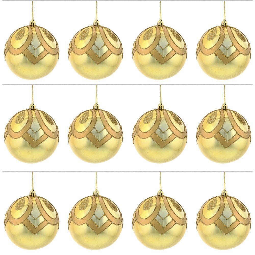 GAEM Набор из 12шт Украшение новогоднее Шар "Золотой вензель", D10 см, L43 W33 H10,5 см