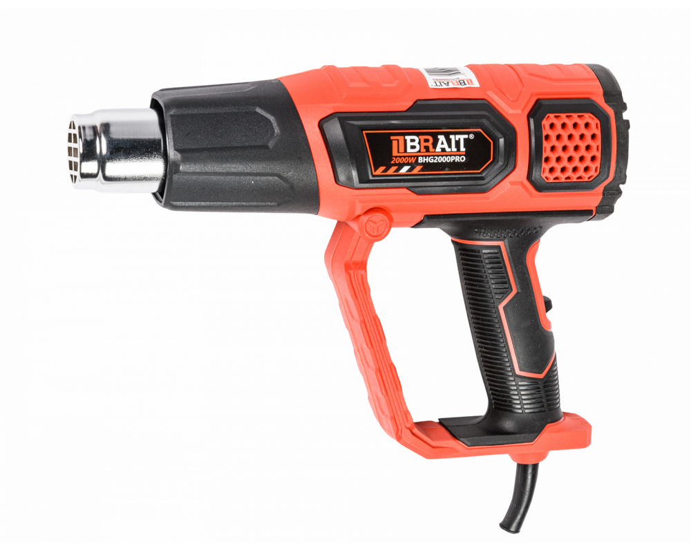 Фен строительный BRAIT BHG2000PRO (2000Вт, 600С, 3 скор, 5 насадок, эл. табло)