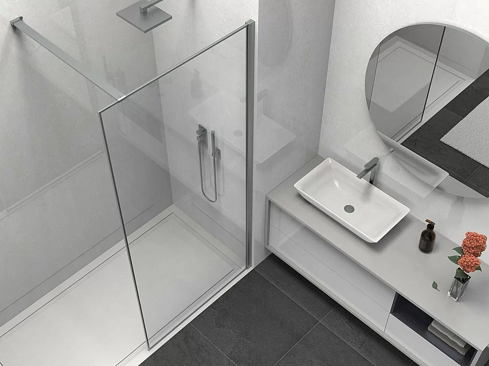 Душевое ограждение Vincea Walk-In VSW-1HS100CLGM 100 стекло прозрачное/профиль вороненая сталь