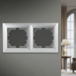 Рамка для розеток и выключателей Intro Solo 4-502-03 на 2 поста, СУ, алюминий