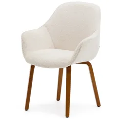 Стул Aleli, белый мех, ножки орех