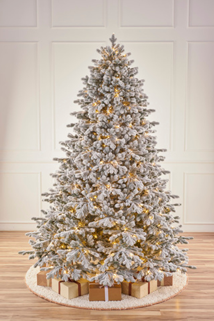 Ель искусственная заснеженная с лампочками Византийская