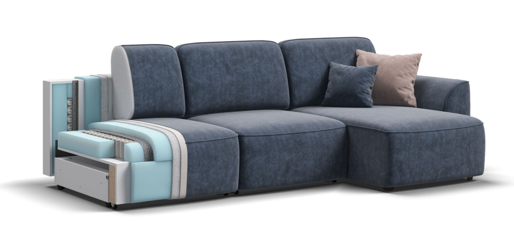 Угловой диван KING MODOOL MAX Велюр royal топаз