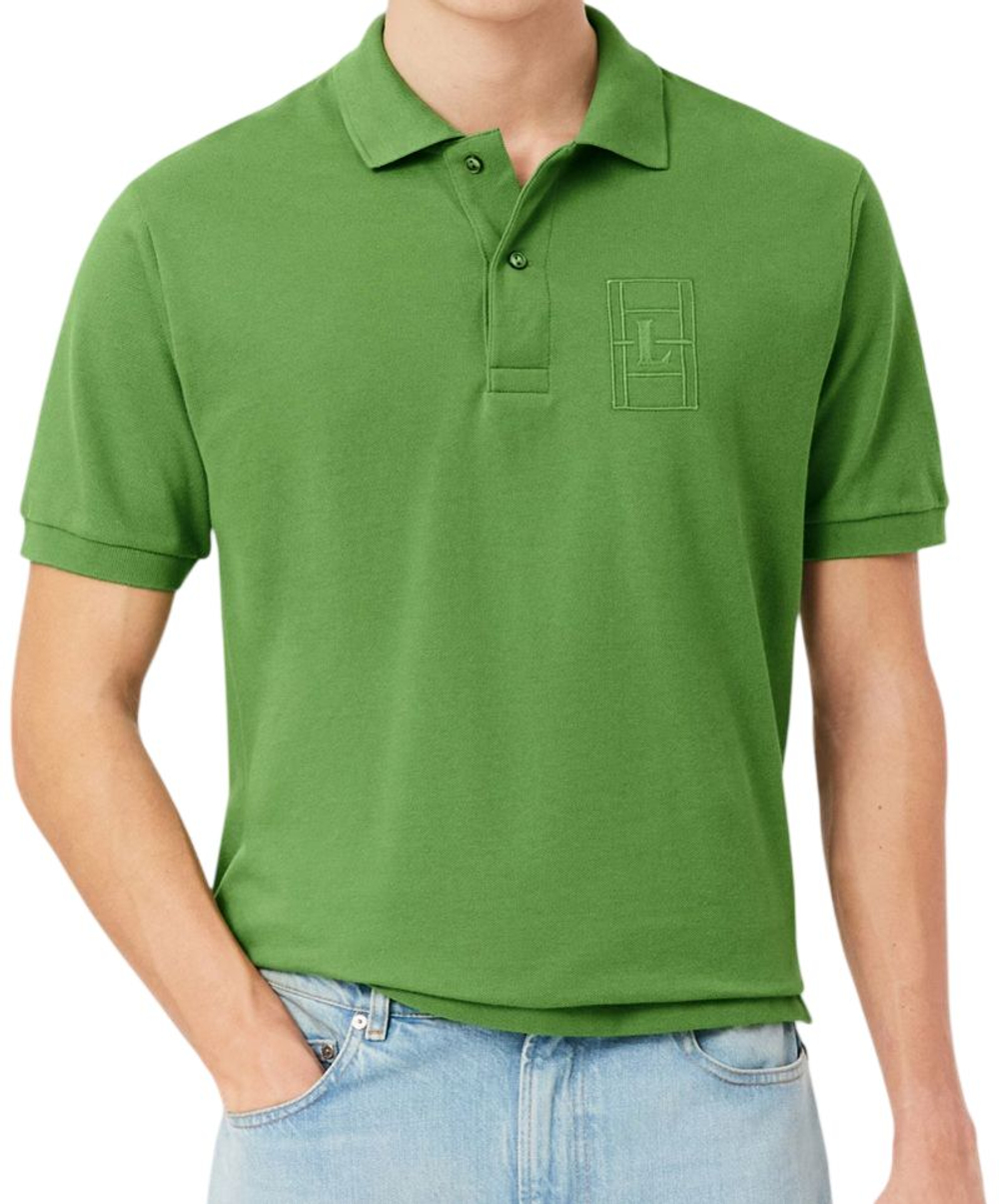 Мужское теннисное поло Lacoste Classic Fit Embroidery Detail Petit Pique Shirt - green
