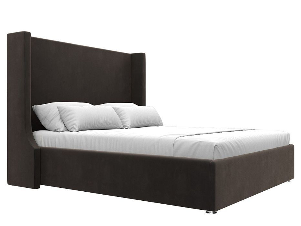 Кровать интерьерная Ларго 160, Коричневый, Велюр, 101320