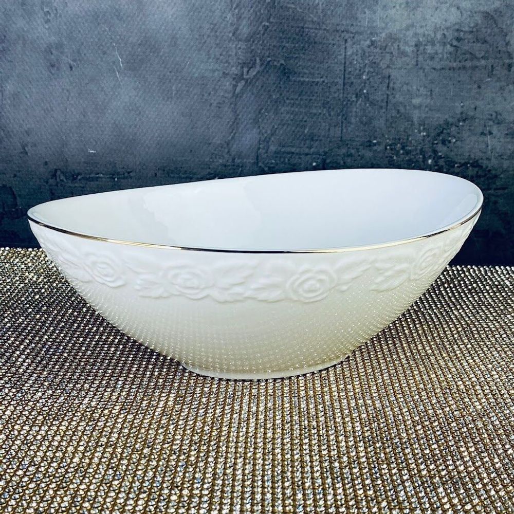 Lenardi 109-159 Овальный салатник 20,5см БЕЛАЯ РОЗА в под.уп.(х12)Фарфор