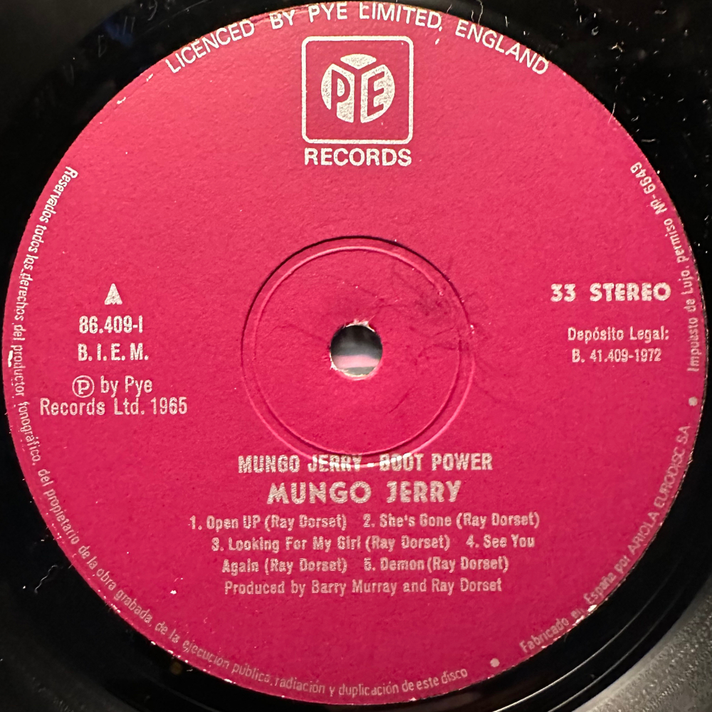 Mungo Jerry - Boot Power (Испания 1972г.)