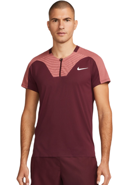Теннисное поло Nike Dri-Fit Advantage Slam Tennis Polo - night maroon/white - Red