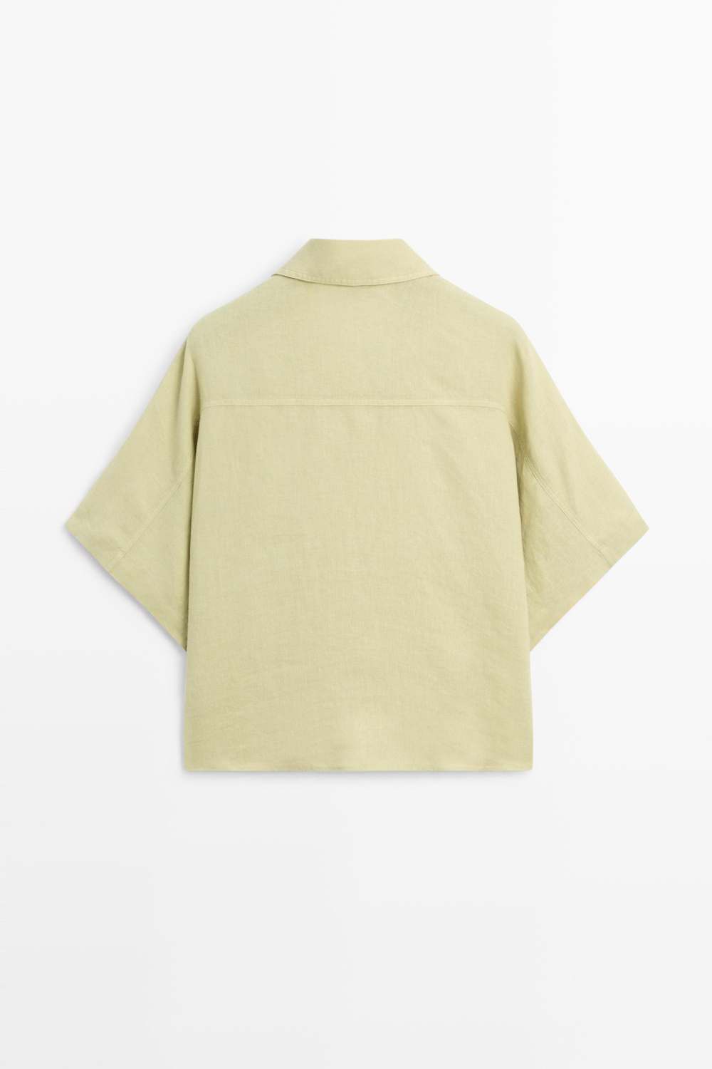 Massimo Dutti Льняная рубашка с короткими рукавами и кнопками, лаймовый
