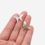 Бабочка из белого перламутра морских ракушек, продольное отверстие, 14*20мм