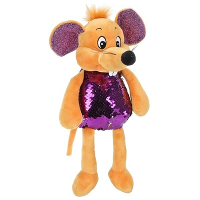 Игрушка мягкая Мышка фиолетовая блестяшка 16см, без чипа в пакет (Мульти-Пульти)