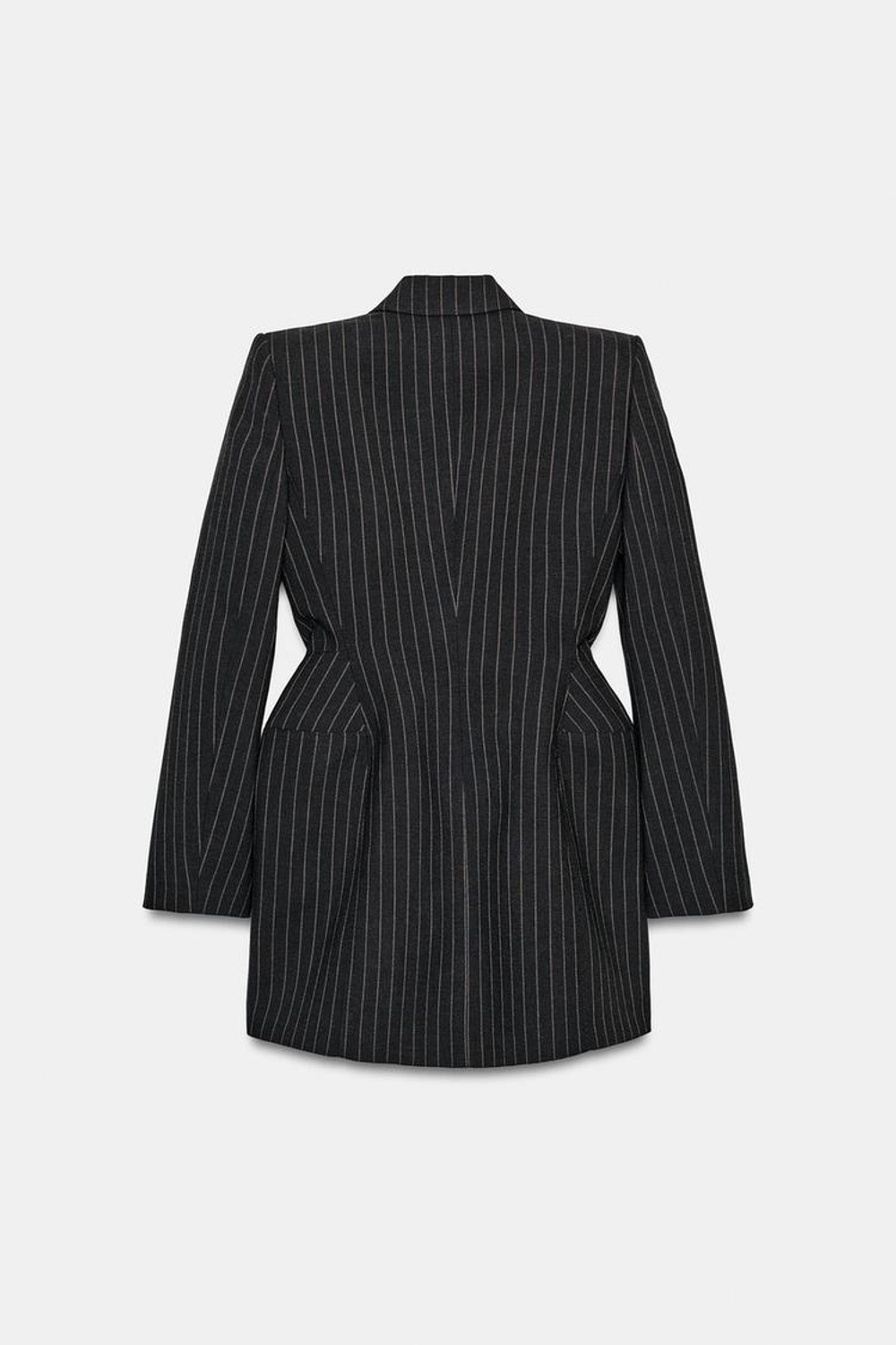 ZARA ПЛАТЬЕ-ПИДЖАК В ТОНКУЮ ПОЛОСКУ — ZW COLLECTION, СЕРЫЙ