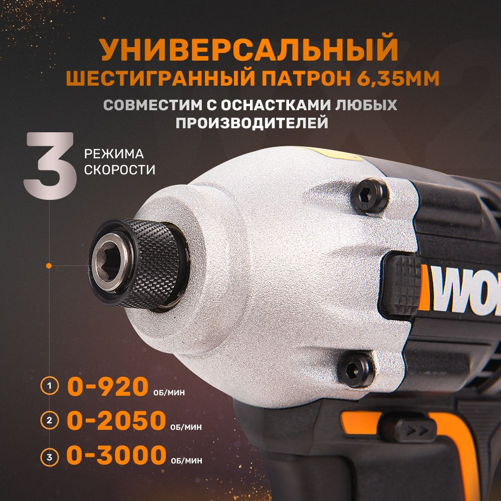 Шуруповерт импульсный ударный аккумуляторный WORX WX261.9