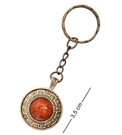 AM-3601 Брелок «Жетон Сова» (латунь, янтарь)