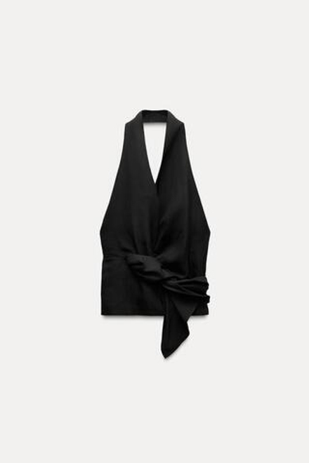 ZARA ТОП НА ЗАПÁХЕ С ГОРЛОВИНОЙ ХАЛТЕР — ZW COLLECTION, ЧЕРНЫЙ
