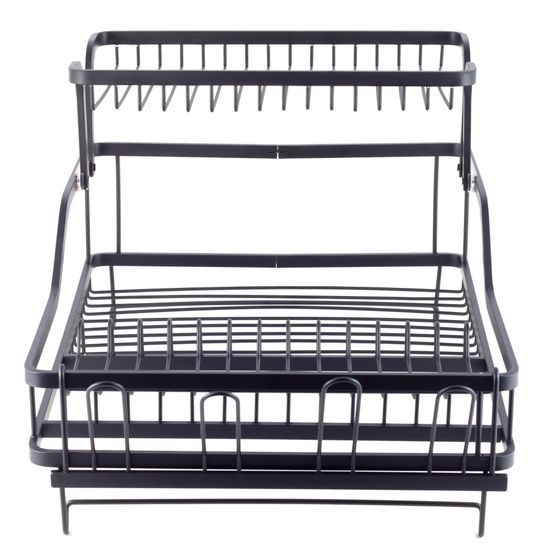 Сушилка для посуды из алюминия с поддоном Kamille KM-0750 (черная 57,5х35х27,5 см.)