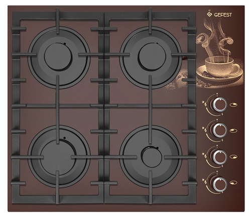 Поверхность варочная  Гефест СГ СВН 2230 К17 (коричневое стекло (кофе), газ/к, 60*52)