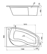 Ванна акриловая асимметричная "Майорка" 150х90 правосторонняя белая  Santek