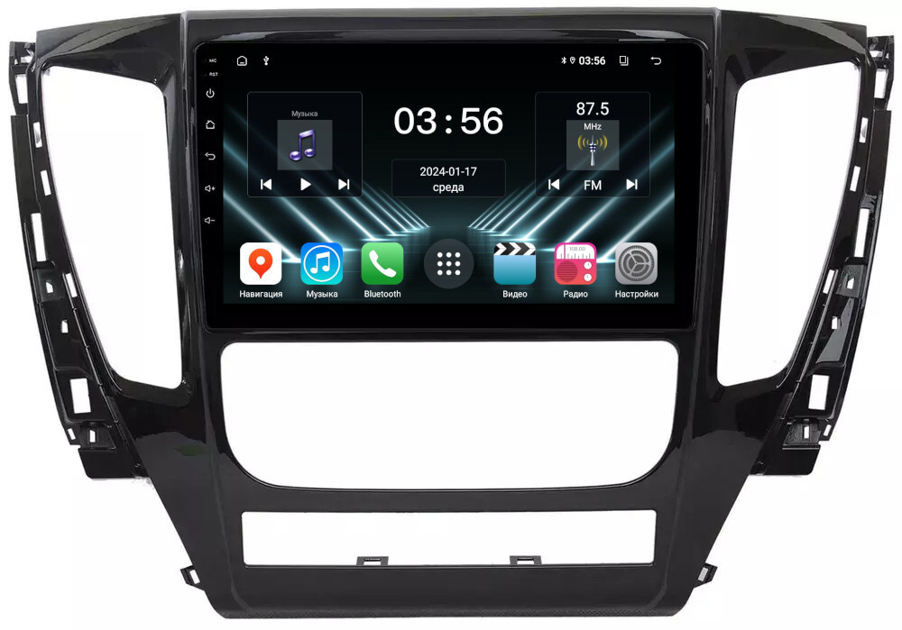 Магнитола для Mitsubishi Pajero Sport 3 2016-2020 АКПП (поддержка 360, климата и БК) - FarCar DX1181M монитор 9" IPS на Android 13, 4+64Гб, CarPlay