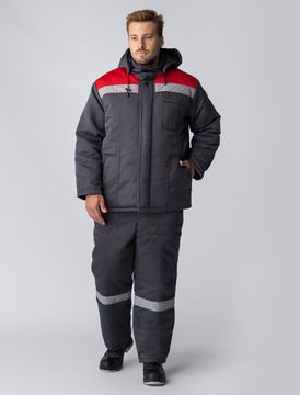 Куртка зимняя "Экспертный-Люкс NEW" (т.серый/красный)